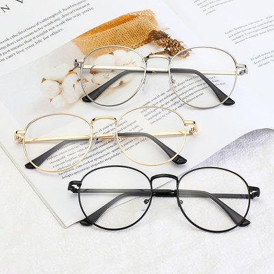 2018新款金属圆框平光镜男女款眼镜原宿韩版眼镜金属平光护目眼镜