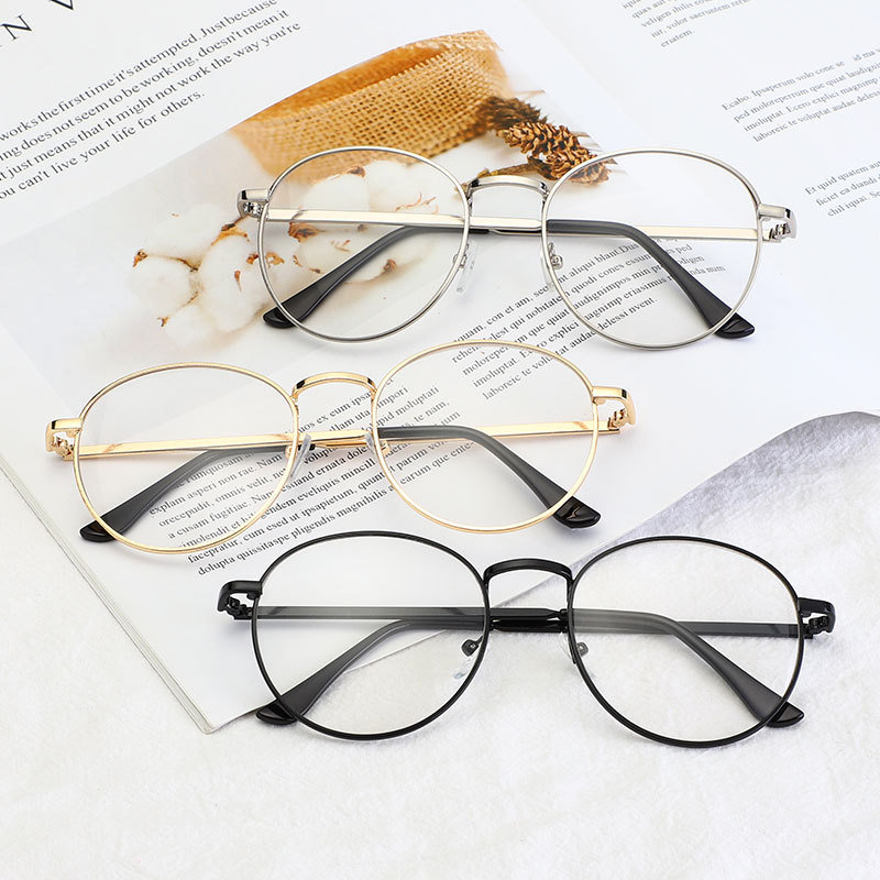 2018新款金属圆框平光镜男女款眼镜原宿韩版眼镜金属平光护目眼镜