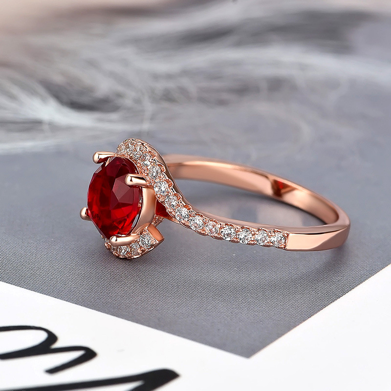 Mode Klassische Kupfer Überzogene Rose Gold Mikro-set Zirkon Ring Großhandel display picture 3