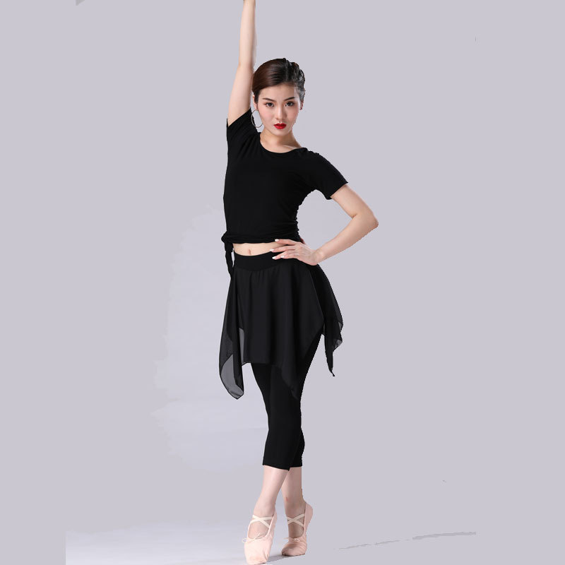 008 [반팔] 블랙 포인트 + 크롭 거즈 팬츠