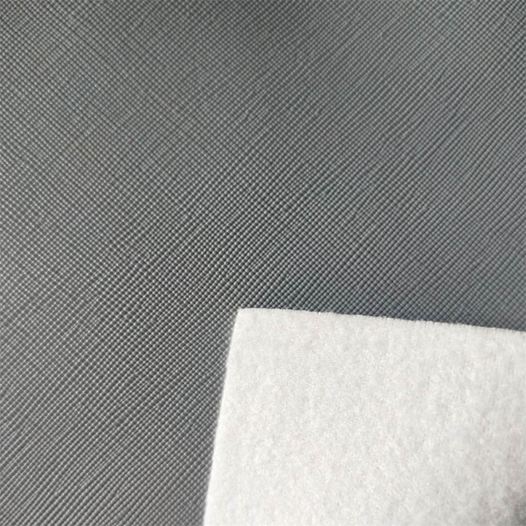 厂家直销热销特价1.2亮面PVC十字纹起毛布底手袋箱包家具皮革面料