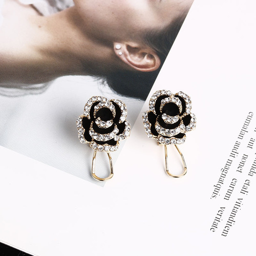 Women stage performance ballroom latin dance earringsCamellia silver needle Earrings women Retro Earrings