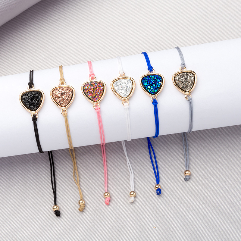 Korean crystal peach heart multicolor rope imitation natural stone bracelet wholesalepicture2