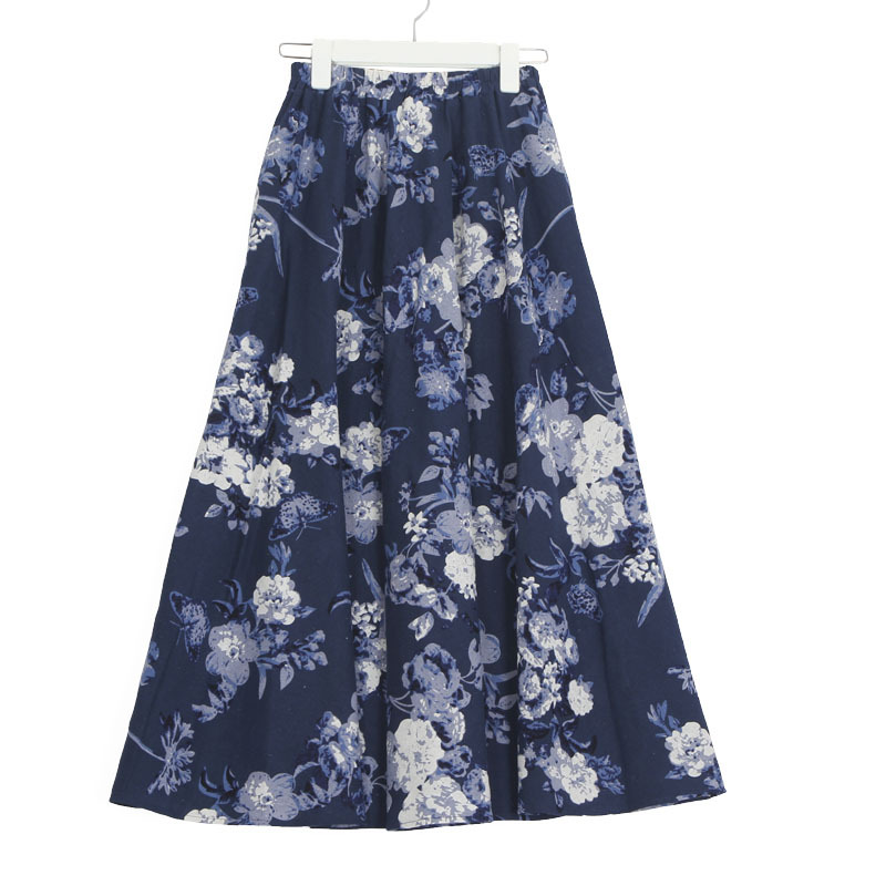 Gonna lunga donna stile bohemien in cotone e lino vintage_voghion.com