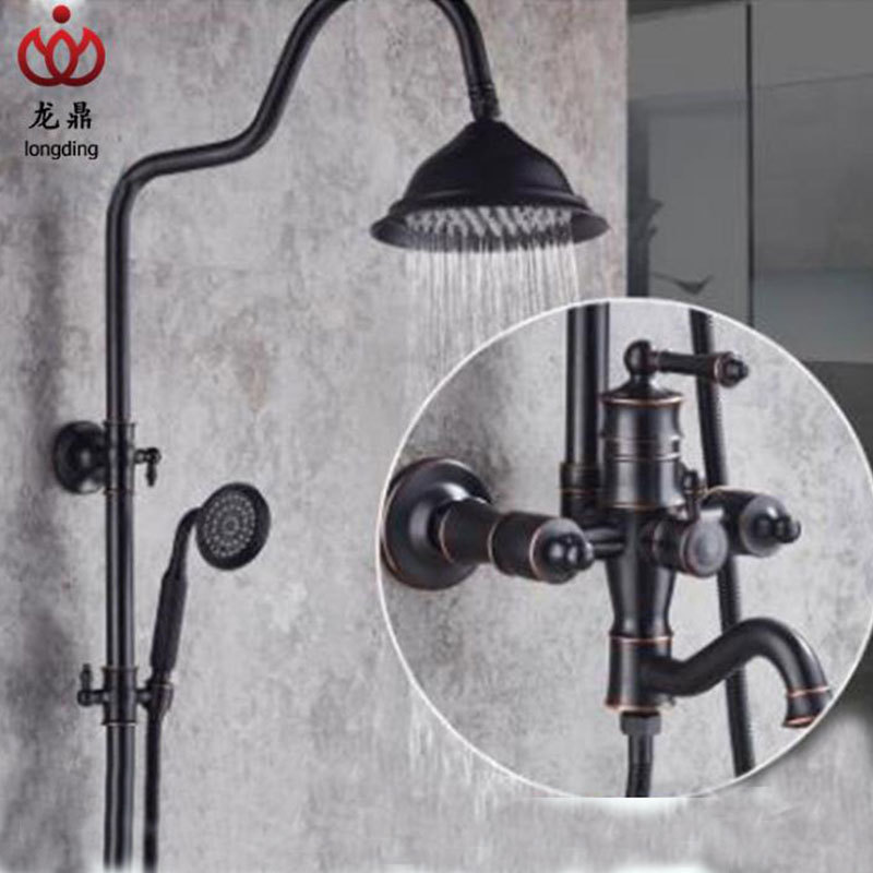 Antique all-Copper Black ancient shower shower set hot and cold mixed water black nozzle booster faucet handheld shower