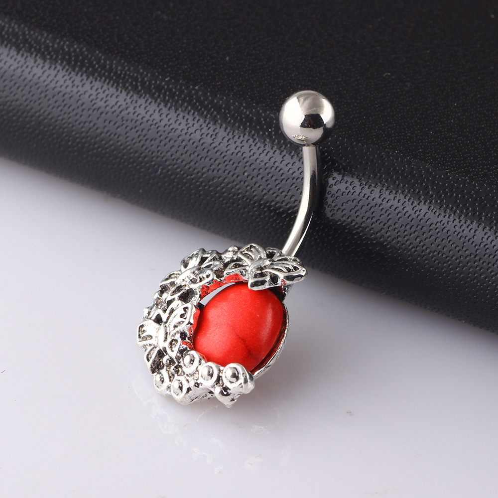 Hot Sale Butterfly Spring Edge Navel Ring Geometric Wood Belly Button Jewelry detail image 7
