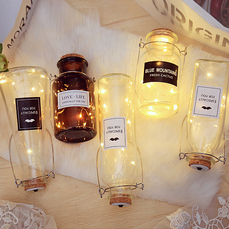 Botella de deseos luminosa botella de vidrio creativa qixi amante graduación regalo Navidad LED deriva botella estrella