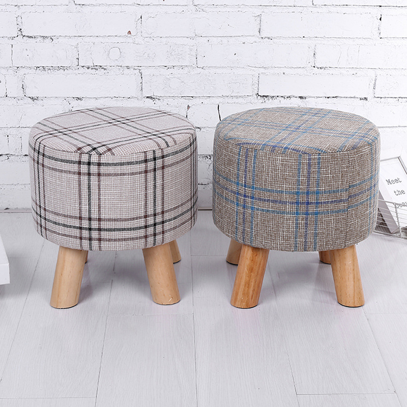Taburete DE CAMBIO DE ZAPATOS creativo tela de madera maciza taburete de madera extraíble y lavable taburete pequeño para niños taburete de sofá de tela de muelle redondo taburete de muelle redondo