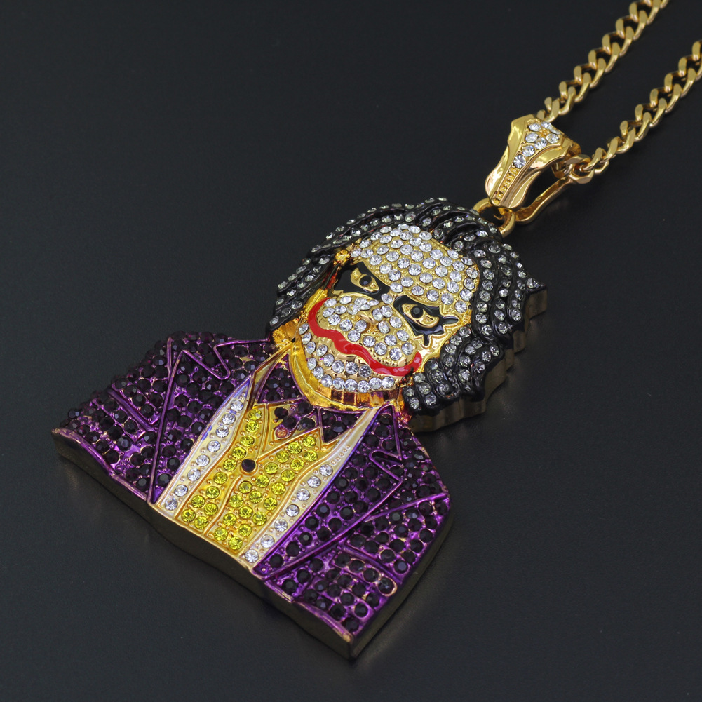 Hip-Hop Clown Pendant Necklace - Gold Chain