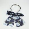 Shiffon headband with bow with pigtail from pearl, Korean style, floral print, diamond encrusted