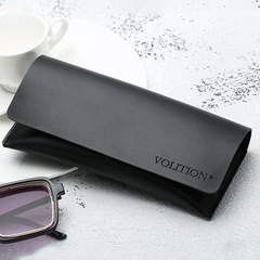 Creative PVC Leather Sunglasses Case, Rectangle Black Sunglasses Case, Simple and Portable Soft Leather Sunglasses Case