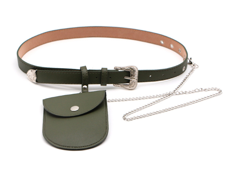 Vintage Floral Women's Belt with Metal Chain Waist Bag measurements and detail photo 16