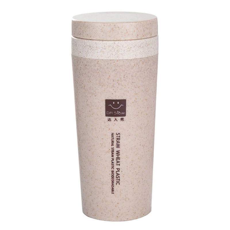Wheat Straw Thermos Cup, Double-Layer Insulation, Portable 300 ml, Handheld Student Bottle