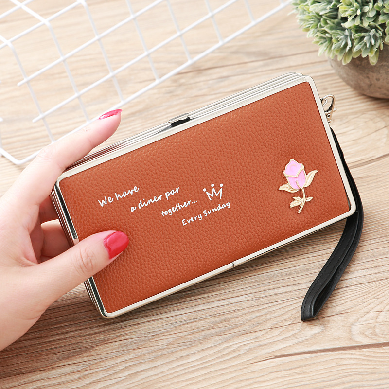 Fashion Lychee Pattern Long Multifunctional Embroidered Portable Wallet Wholesale display picture 22