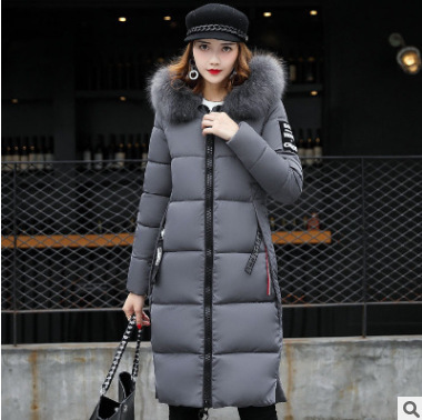 Cotton jacket with large hair collar and thick cotton jacket