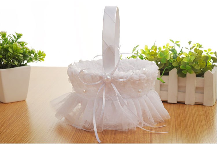 Wedding products, wedding products, wedding products, wedding products, Western-style creative wedding products, bride's hand-held flower basket, lace lace, flower girl's flower basket, small wedding supplies wholesale detail image 10