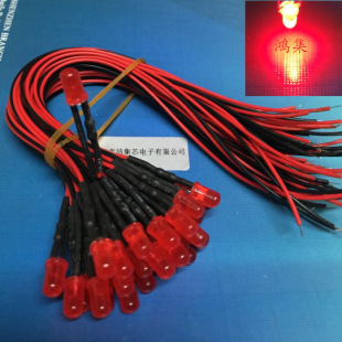 3-6V�����l����O��5mm�t�l�tɫ5���A�^ɢ��ֱ��LED���龀�L20CM