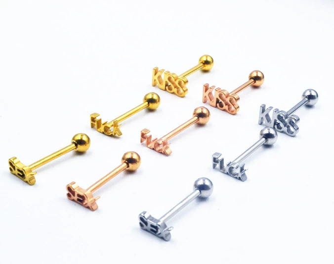 Physiological tongue piercing stainless steel