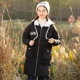 学院风韩版宽松中长款14岁少女高中学生冬装外套16初中生羽绒服女