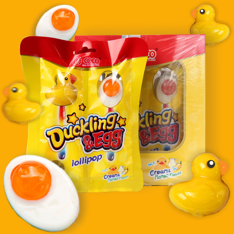 菲律賓進口 小黃鴨熒光棒棒糖小鴨蛋糖萬聖節糖果