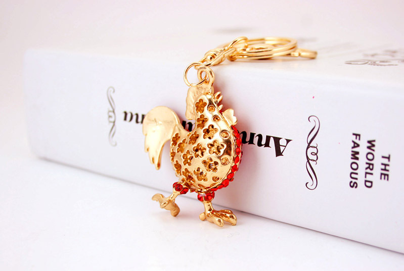 40g Weight Birthday Occasion Alloy, Metal Material Constellation Pattern Unisex Gender Creative Cute Little Rooster Diamond Keychain 4