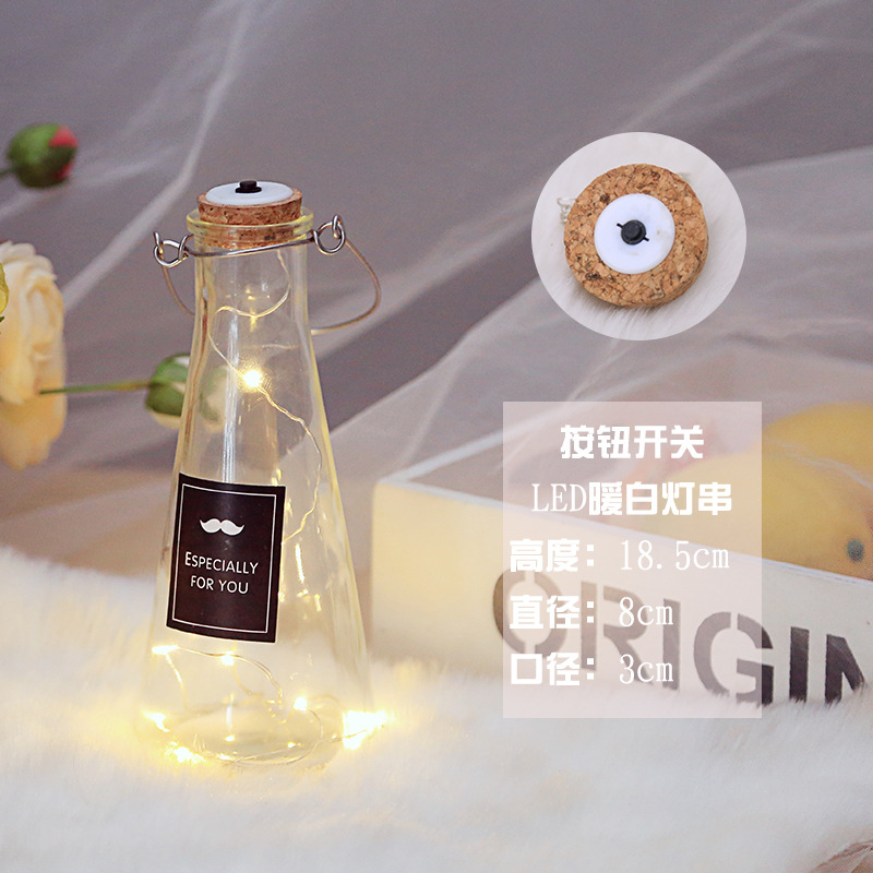 Botella de deseos luminosa botella de vidrio creativa qixi amante graduación regalo Navidad LED deriva botella estrella