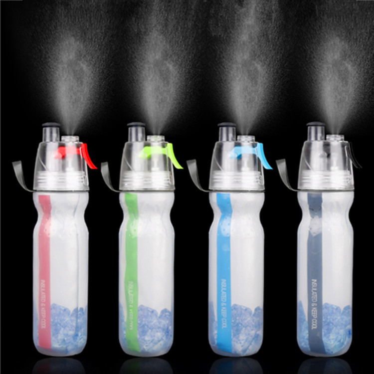 PE double-layer spray cup bicycle outdoor sports water bottle plastic insulation function water cup portable cycling water cup