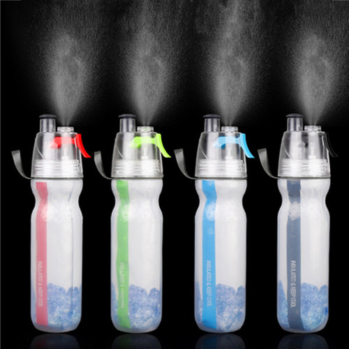 PE double-layer spray cup bicycle outdoor sports water bottle plastic insulation function water cup portable cycling water cup