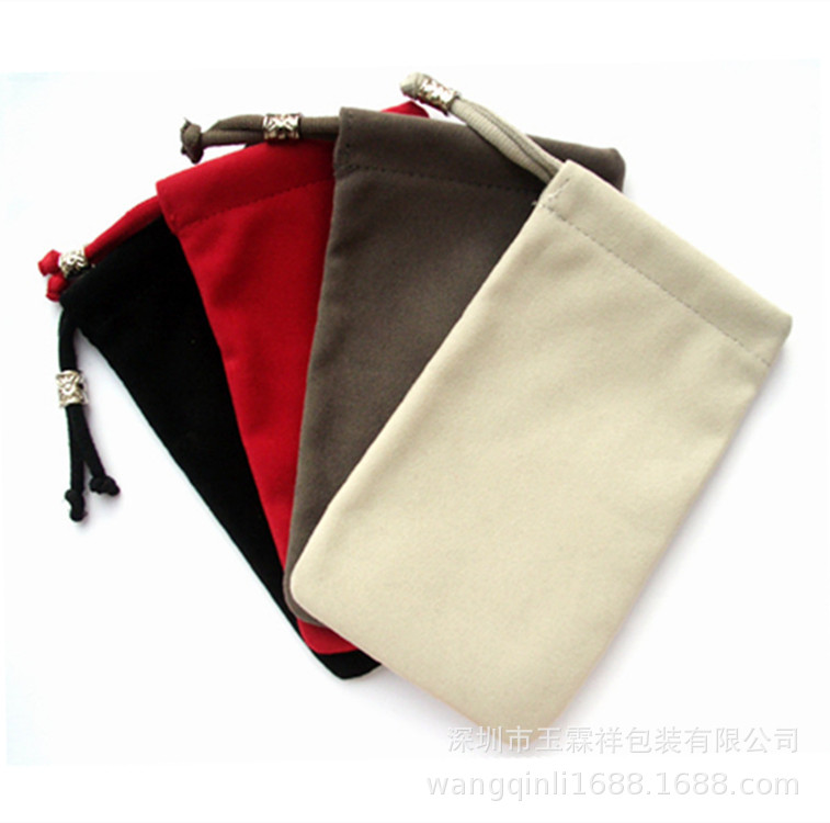 厂家供应绒布袋束口抽绳 绒布手机收纳袋 充电宝收纳袋