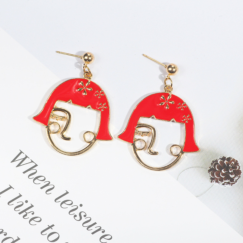 New Year Creative Red Simple Geometric Stud Metal Earringspicture1