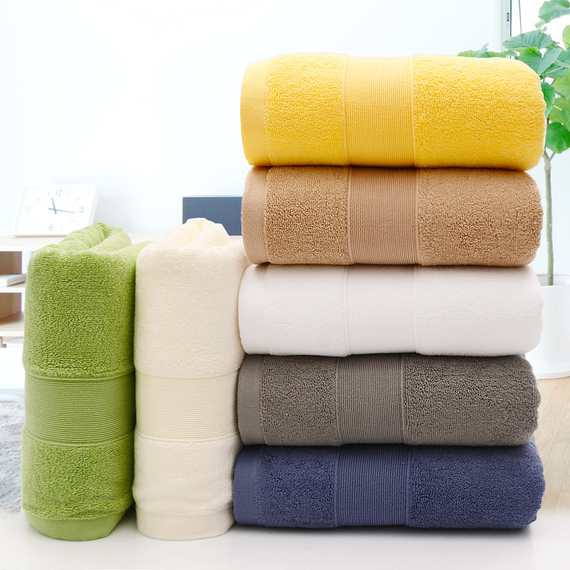 厂家直销高档素色浴巾500g企业logo成人加厚100%全棉礼品浴巾批发