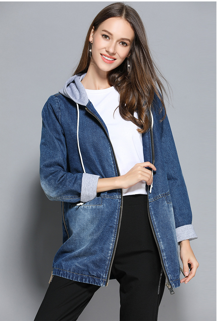 long denim jacket with hood