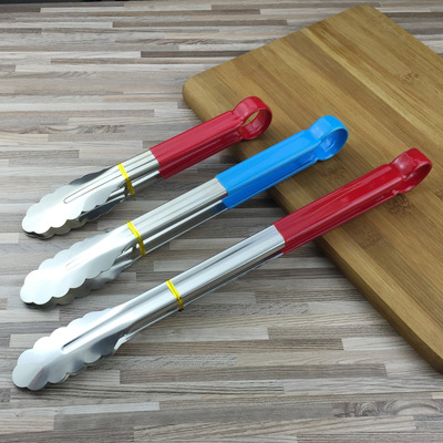 Stainless steel silica gel Food clip Anti scald non-slip BBQ clip Red glue Bread clip baking Tool factory Direct selling