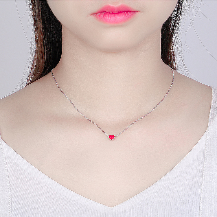 1 Piece Simple Style Heart Shape Alloy Copper Enamel Womenu0027S Necklace