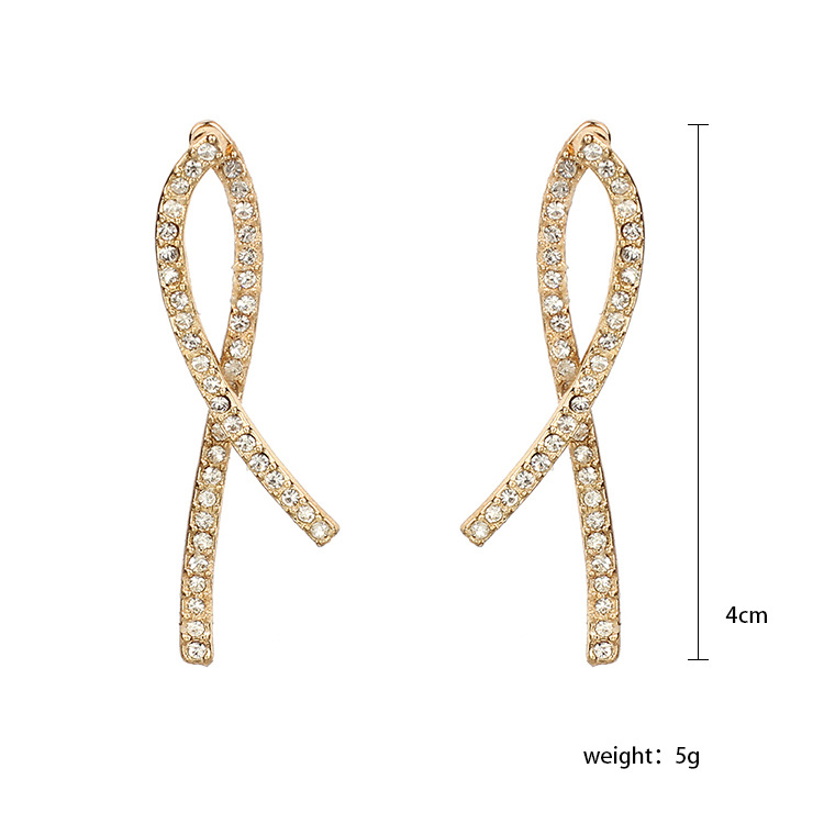 5g Weight Earrings Classification Anniversary, Business, Wedding, Travel, Birthday Occasion Alloy Material Women'S Gender Gold, Silver Color New Korean Line Rhinestone Trendy Simple Earrings 无