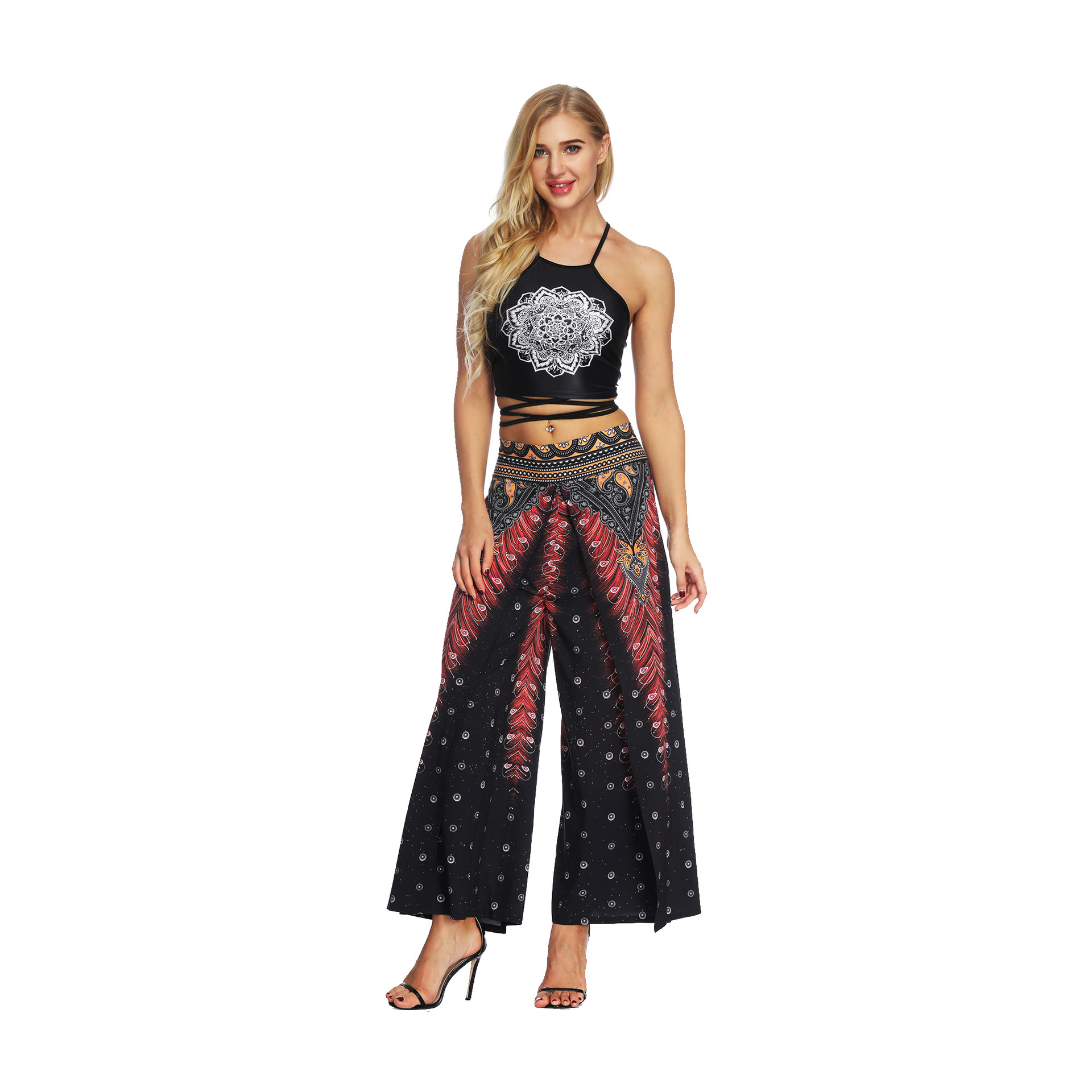 digital printing high-waist wide-leg pants wholesale women s clothing Nihaostyles NSMDF67677