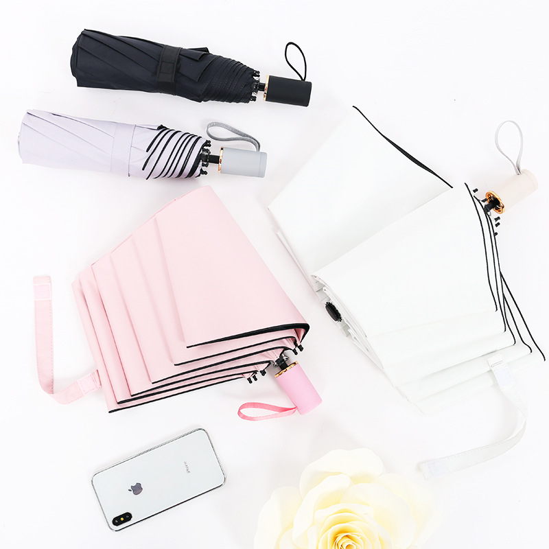 Solid Colour Umbrella For Women Uv Protection Foldable Parasol_voghion.com