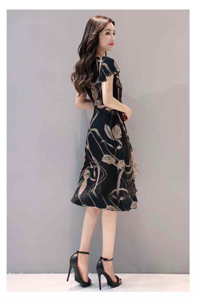 2019 Summer Women's Fashion European And American Slimming Plus Size Printed Fashionable New A-line Midi Dress_ecoleips.com
