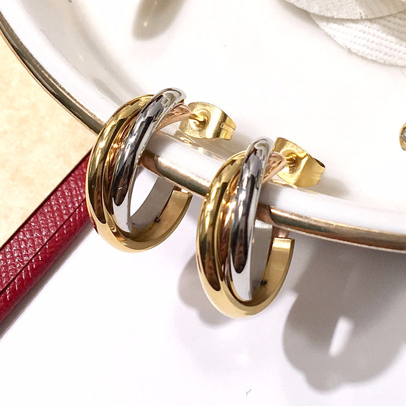 13g Weight 1 Pair Basic Geometric Plating Titanium Steel Earrings