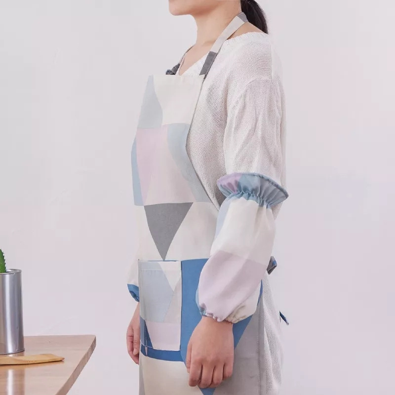 外贸直供新款前口袋拼布围兜围裙家用围裙防污厨房围裙