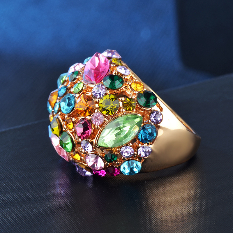 Geometric Pattern Women's Gender Inlay Design Elegant Luxurious Geometric Rhinestones Alloy Wholesale Rings