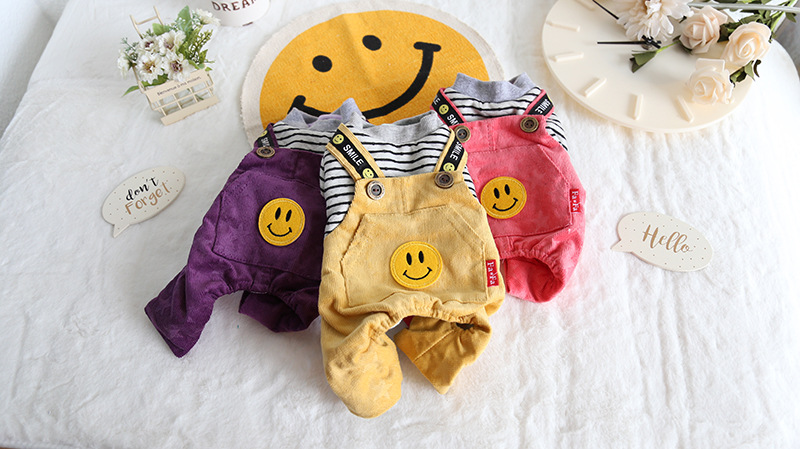 复古条纹背带四脚衣