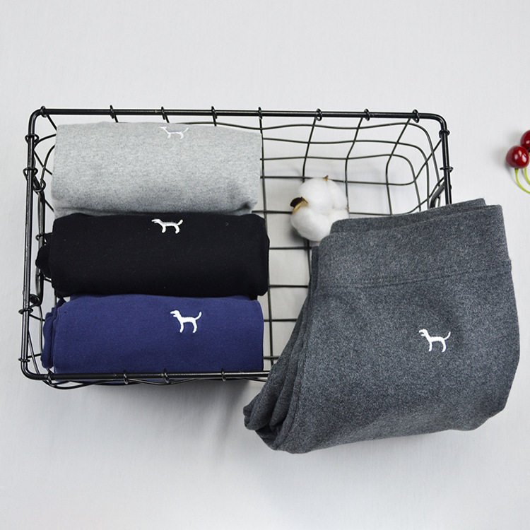 2018春秋新款9分小狗刺绣纯棉女士打底裤外穿女裤子义乌工厂自销