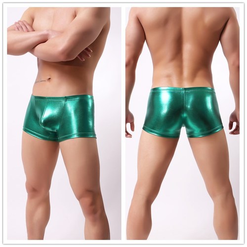 Dance Hall AliExpress Wholesale Foreign Trade Men's Underwear Imitation Leather Patent Leather PU Boxer Briefs Sexy Kinky Underwear