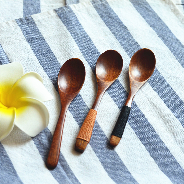 日式创意缠线木勺 健康小汤勺环保长柄勺子