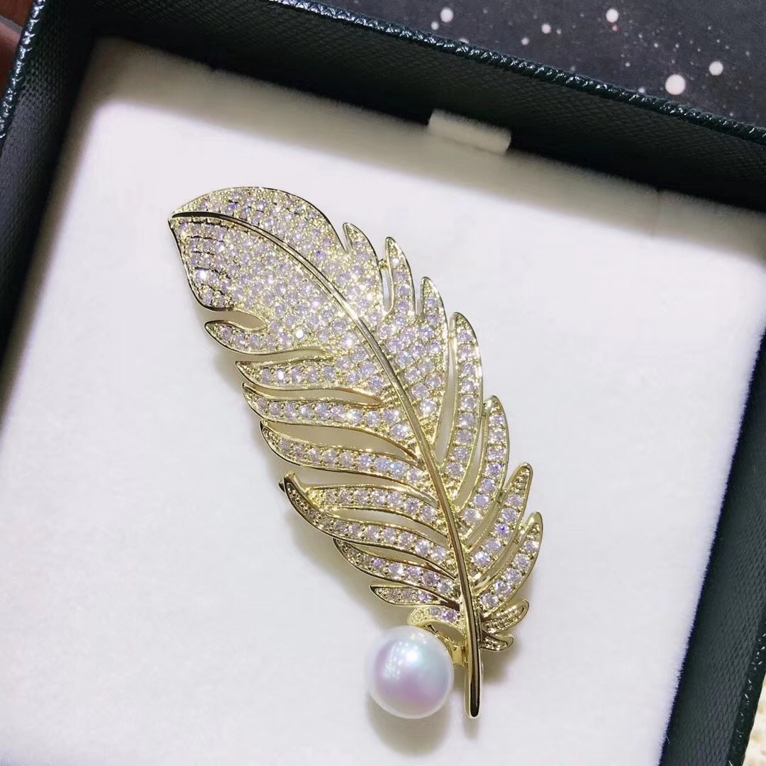 DIY Pearl Accessories Empty Holder Feather Brooch Corsage Pendant Pin Fashion Jewelry Accessories Korea