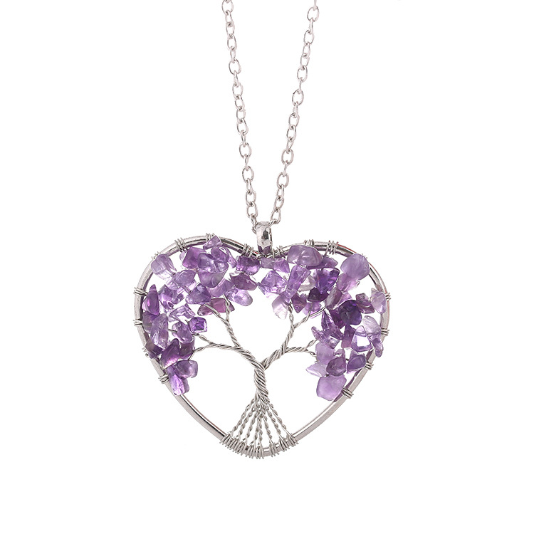 Retro Heart Shape Alloy Plating Natural Stone Pendant Necklace 1 Piece