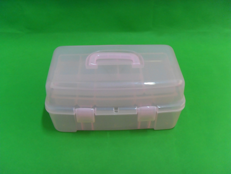 厂家供应材质15寸多层塑料配件零件工具透明手提收纳箱G01