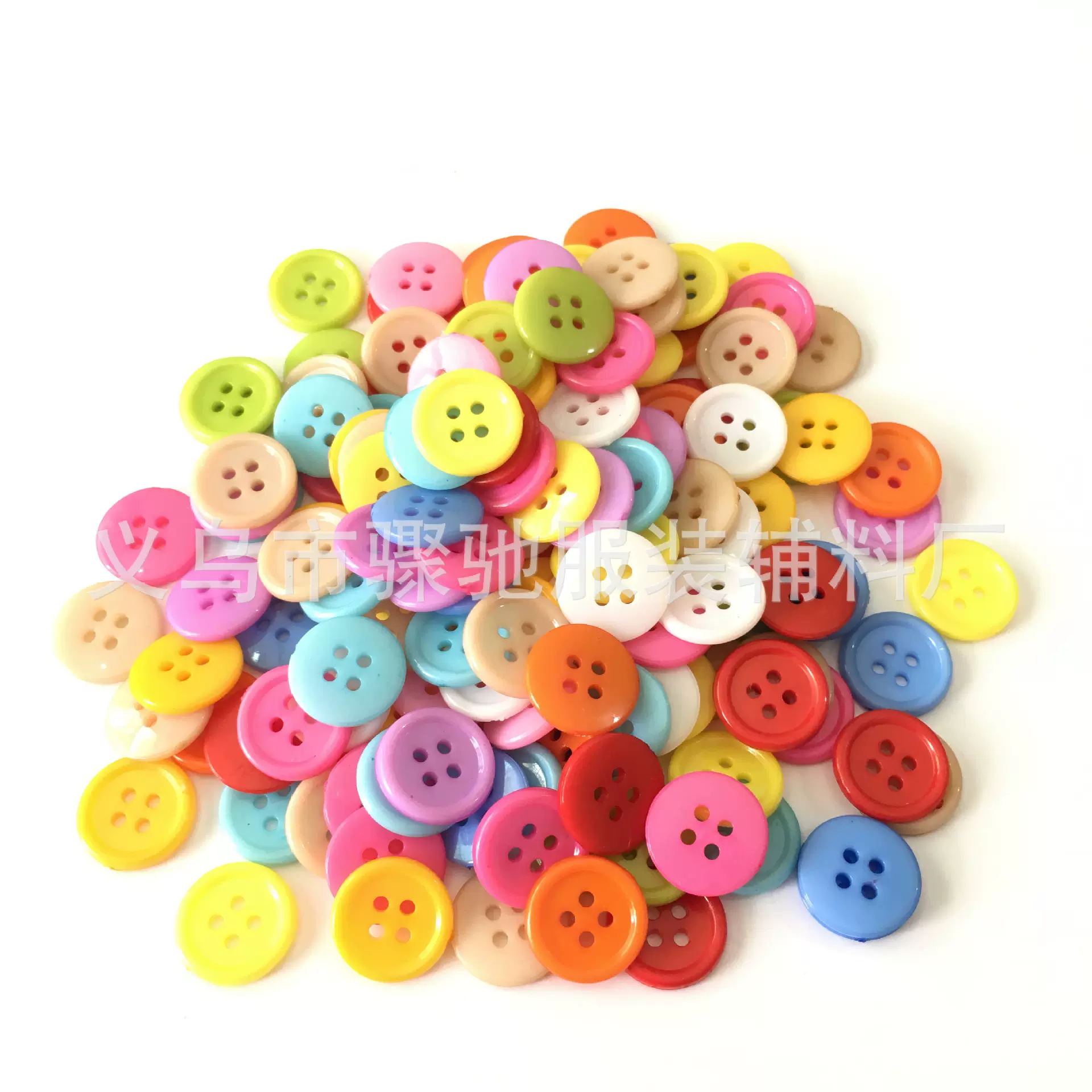 厂家现货彩色塑料纽扣 四眼细边树脂纽扣 儿童DIY工作服制服扣子