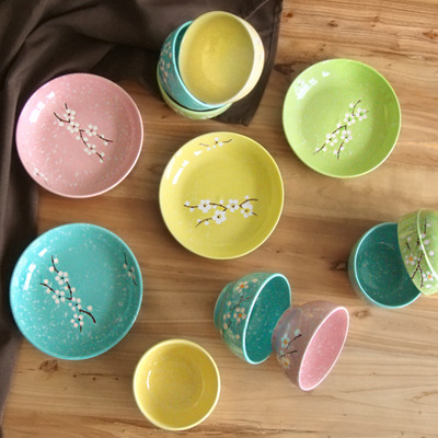梅花系列 田园风格7寸果盘汤盘陶瓷餐具釉下彩印花餐具多色可选|ru